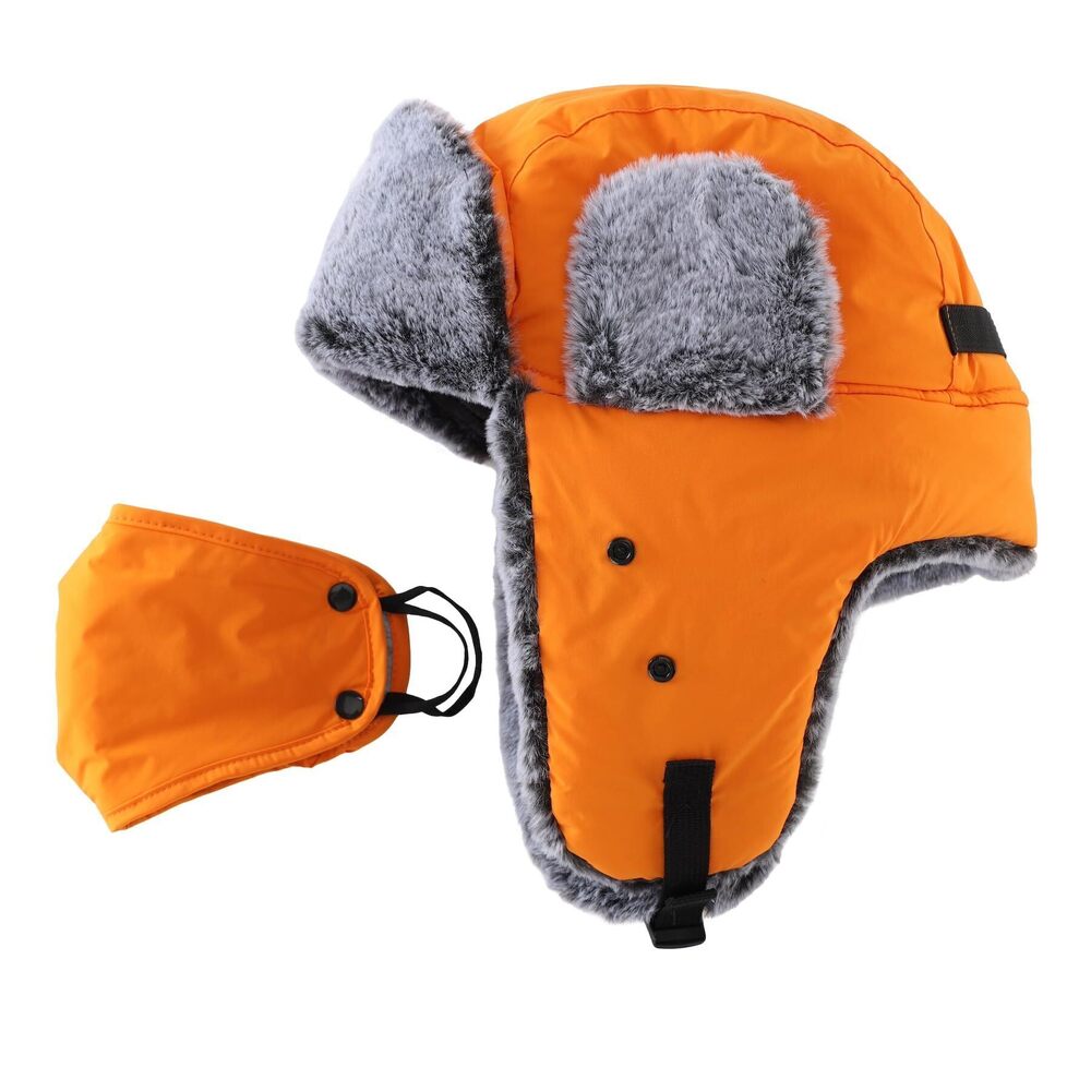 9541 Trapper Hat with Face Mask Faux Fur Trooper Trapper Hat Winter Ushanka - Picture 5 of 9